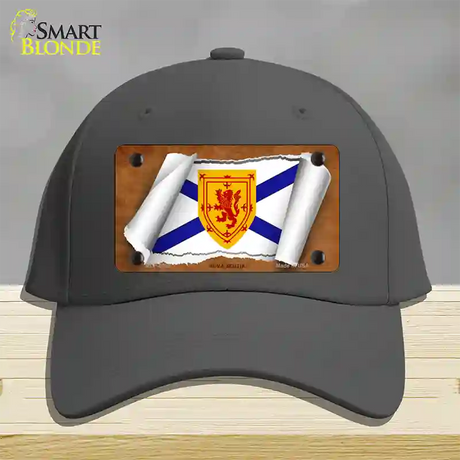 Nova Scotia Flag Scroll Novelty License Plate Hat Cotton / Charcoal