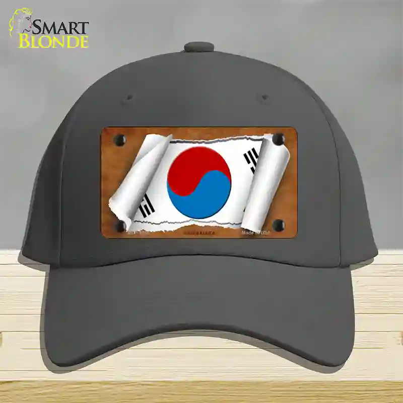 South Korea Flag Scroll Novelty License Plate Hat Cotton / Charcoal