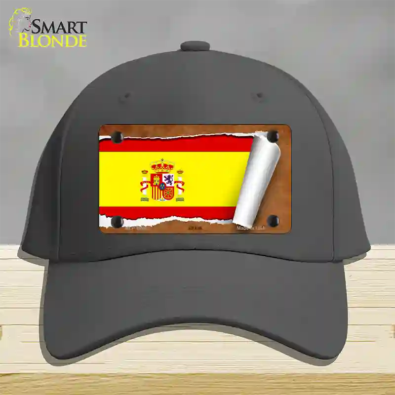 Spain Flag Scroll Novelty License Plate Hat Cotton / Charcoal