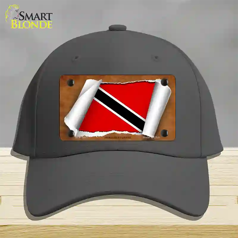 Trinidad & Tobago Flag Scroll Novelty License Plate Hat Cotton / Charcoal