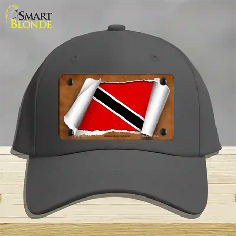 Trinidad & Tobago Flag Scroll Novelty License Plate Hat Cotton / Charcoal