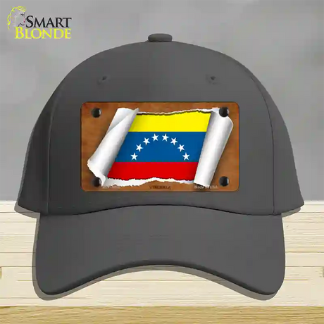 Venezuela Flag Scroll Novelty License Plate Hat Cotton / Charcoal