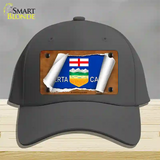 Alberta Canada Flag Scroll Novelty License Plate Hat Cotton / Charcoal