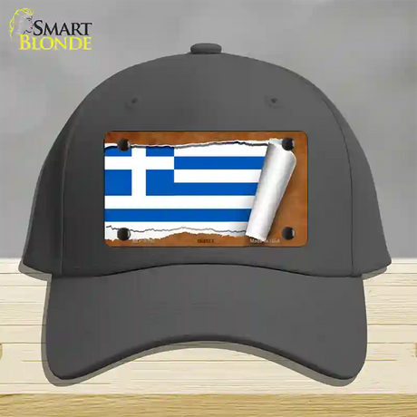 Greece Flag Scroll Novelty License Plate Hat Cotton / Charcoal