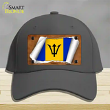 Barbados Flag Scroll Novelty License Plate Hat Cotton / Charcoal