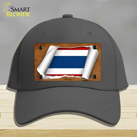 Thailand Flag Scroll Novelty License Plate Hat Cotton / Charcoal