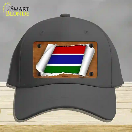 Gambia Flag Scroll Novelty License Plate Hat Cotton / Charcoal