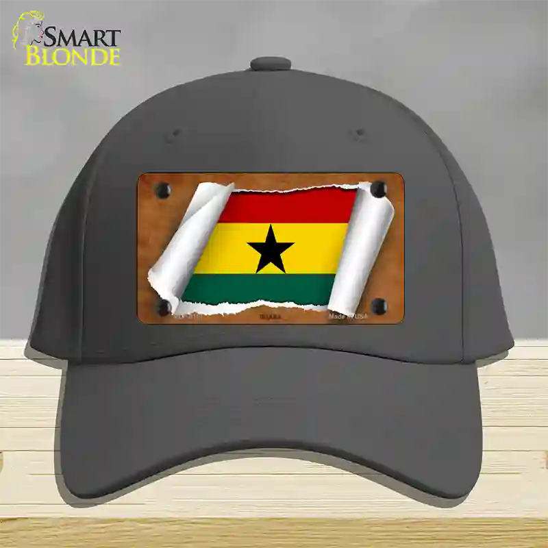 Ghana Flag Scroll Novelty License Plate Hat Cotton / Charcoal