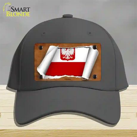 Poland/Eagle Flag Scroll Novelty License Plate Hat Cotton / Charcoal