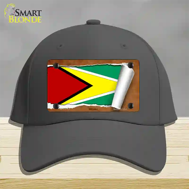 Guyana Flag Scroll Novelty License Plate Hat Cotton / Charcoal