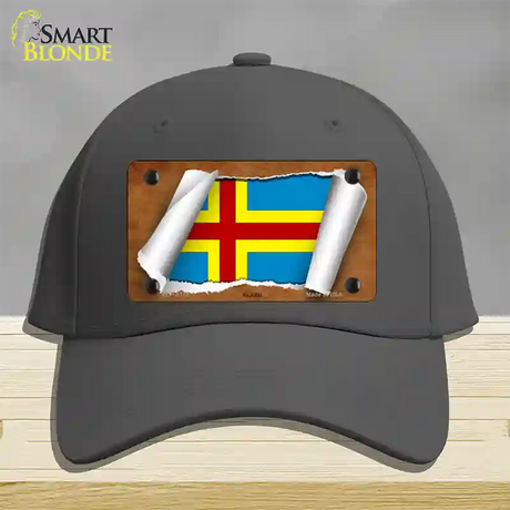 Aland Flag Scroll Novelty License Plate Hat Cotton / Charcoal