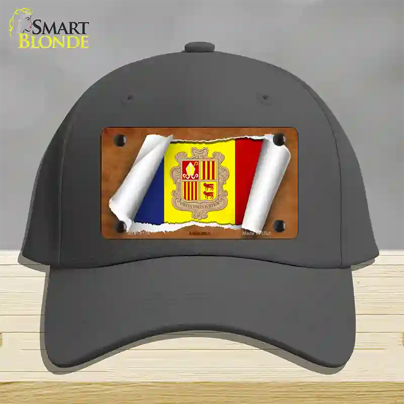 Andorra Flag Scroll Novelty License Plate Hat Cotton / Charcoal