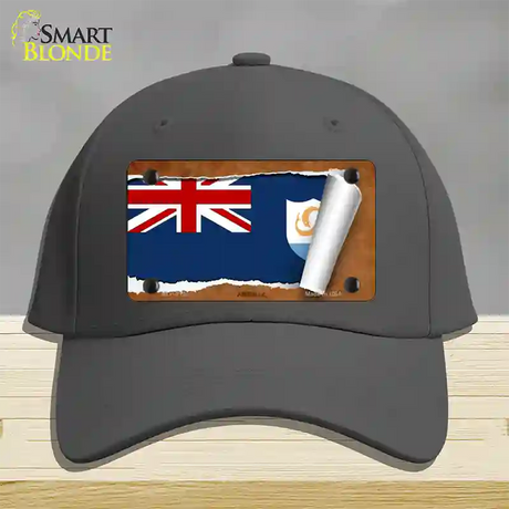 Anguilla Flag Scroll Novelty License Plate Hat Cotton / Charcoal