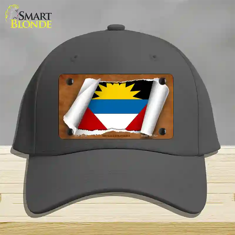 Antigua & Barbuda Flag Scroll Novelty License Plate Hat Cotton / Charcoal