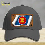 Asean Flag Scroll Novelty License Plate Hat Cotton / Charcoal