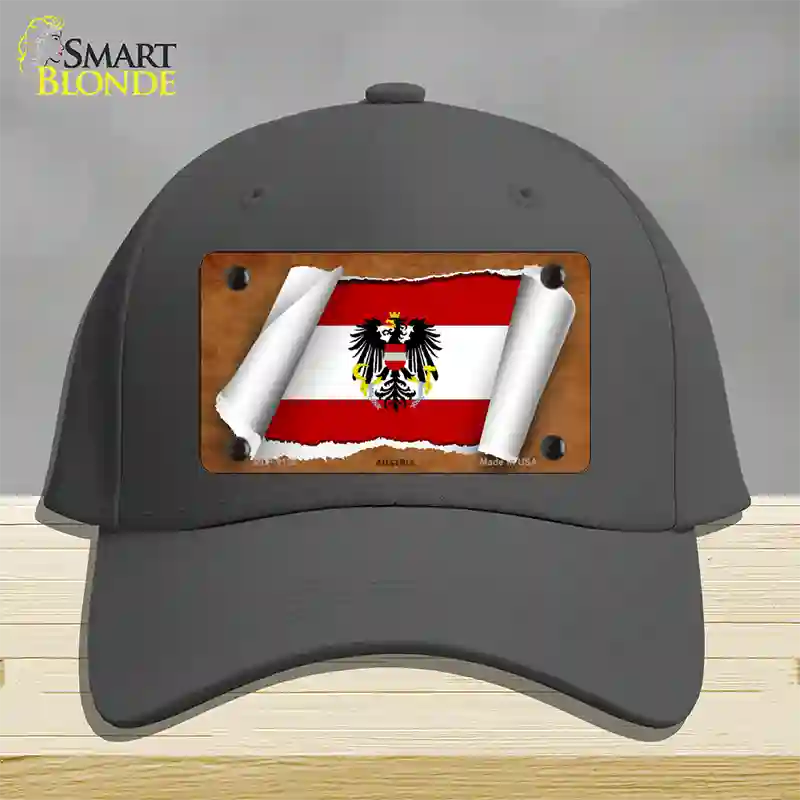 Austria Flag Scroll Novelty License Plate Hat Cotton / Charcoal