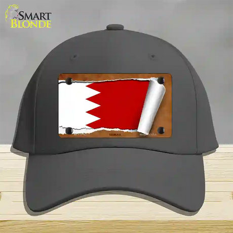 Bahrain Flag Scroll Novelty License Plate Hat Cotton / Charcoal