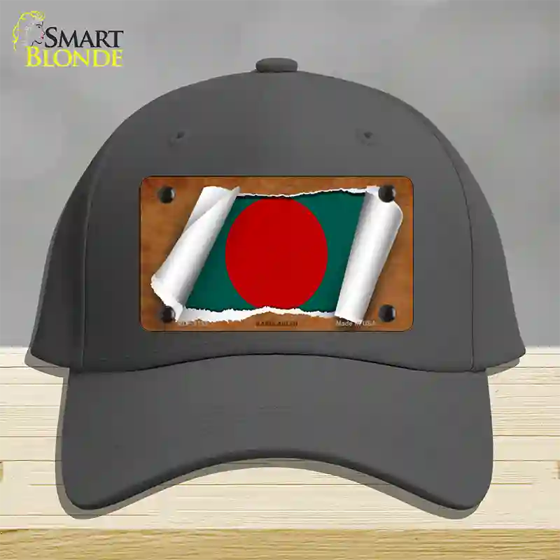 Bangladesh Flag Scroll Novelty License Plate Hat Cotton / Charcoal