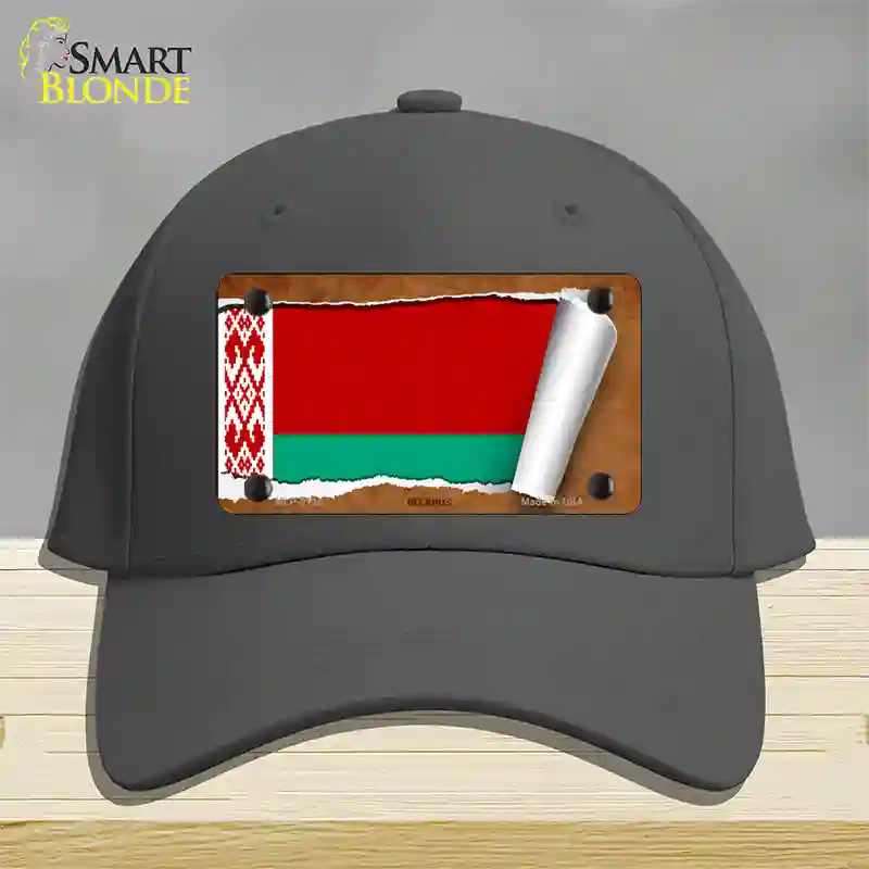 Belarus Flag Scroll Novelty License Plate Hat Cotton / Charcoal