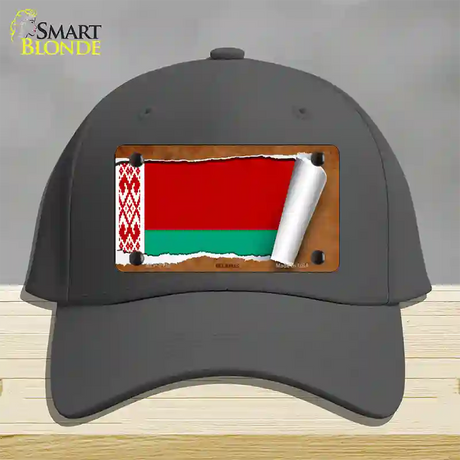 Belarus Flag Scroll Novelty License Plate Hat Cotton / Charcoal