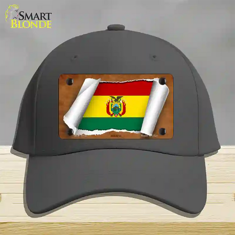 Bolivia Flag Scroll Novelty License Plate Hat Cotton / Charcoal