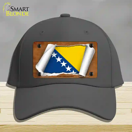 Bosnia-Herzegovina Flag Scroll Novelty License Plate Hat Cotton / Charcoal