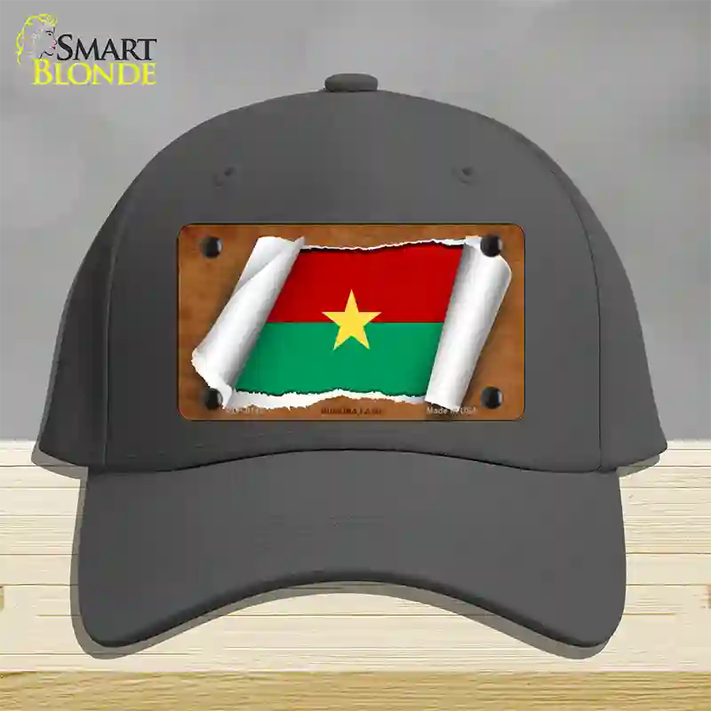 Burkina Faso Flag Scroll Novelty License Plate Hat Cotton / Charcoal