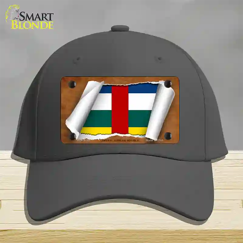 Central African Republic Flag Scroll Novelty License Plate Hat Cotton / Charcoal