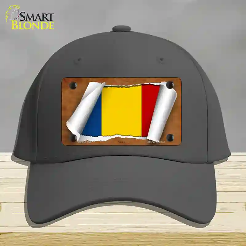 Chad Flag Scroll Novelty License Plate Hat Cotton / Charcoal