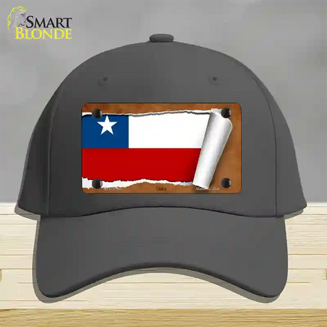 Chile Flag Scroll Novelty License Plate Hat Cotton / Charcoal