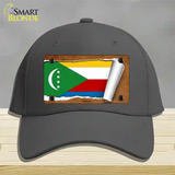 Comoros Flag Scroll Novelty License Plate Hat Cotton / Charcoal