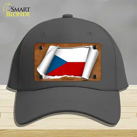 Czech Republic Flag Scroll Novelty License Plate Hat Cotton / Charcoal