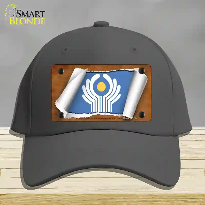 Commonwealth of Independent States Flag Scroll Novelty License Plate Hat Cotton / Charcoal