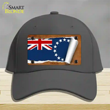 Cook Island Flag Scroll Novelty License Plate Hat Cotton / Charcoal