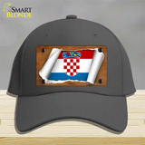 Croatia Flag Scroll Novelty License Plate Hat Cotton / Charcoal