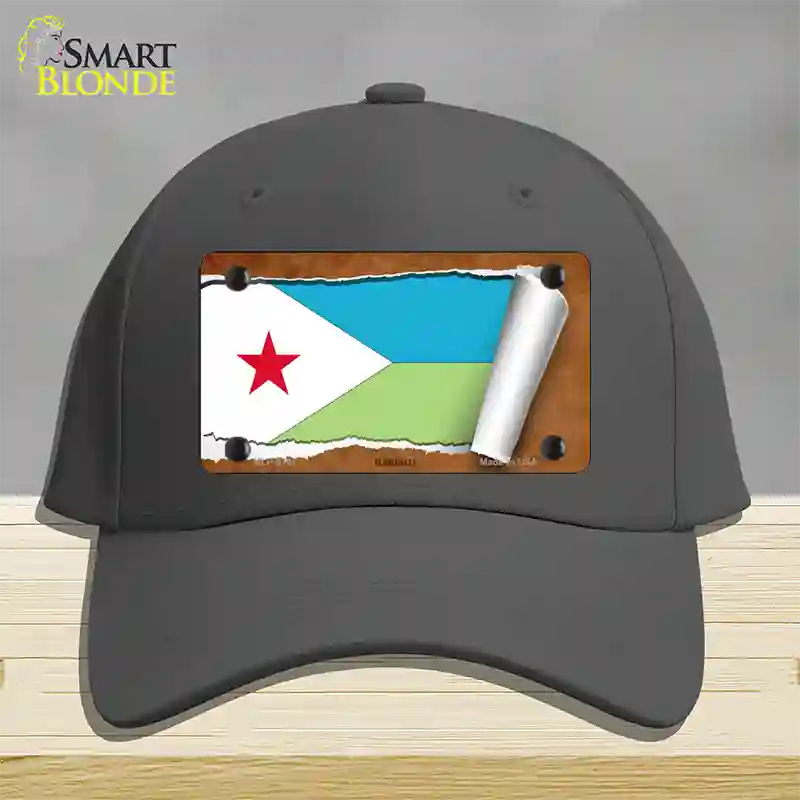 Djibouti Flag Scroll Novelty License Plate Hat Cotton / Charcoal