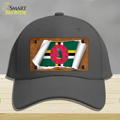 Dominica Flag Scroll Novelty License Plate Hat Cotton / Charcoal