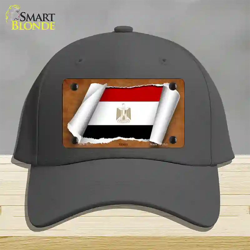 Egypt Flag Scroll Novelty License Plate Hat Cotton / Charcoal