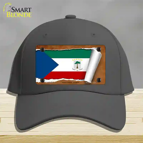 Equatorial Guinea Flag Scroll Novelty License Plate Hat Cotton / Charcoal