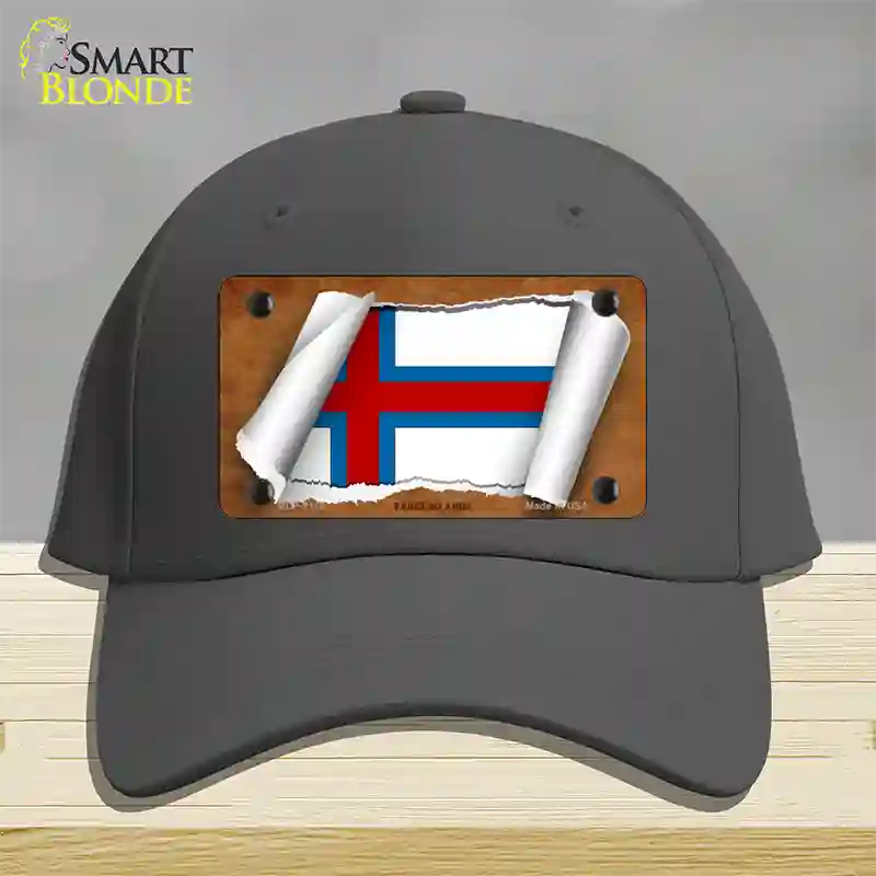 Faroe Islands Flag Scroll Novelty License Plate Hat Cotton / Charcoal