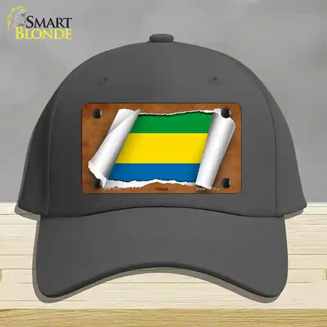 Gabon Flag Scroll Novelty License Plate Hat Cotton / Charcoal