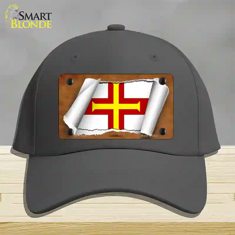 Guernsey Flag Scroll Novelty License Plate Hat Cotton / Charcoal