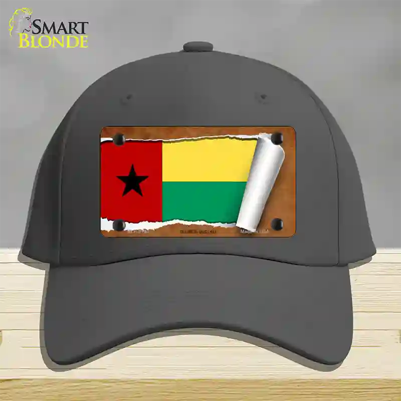 Guinea-Bissau Flag Scroll Novelty License Plate Hat Cotton / Charcoal