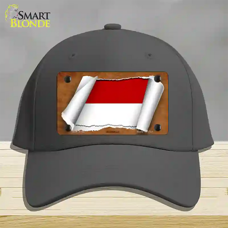 Indonesia Flag Scroll Novelty License Plate Hat Cotton / Charcoal