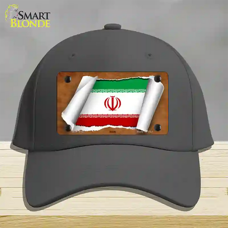 Iran Flag Scroll Novelty License Plate Hat Cotton / Charcoal