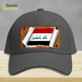 Iraq Flag Scroll Novelty License Plate Hat Cotton / Charcoal