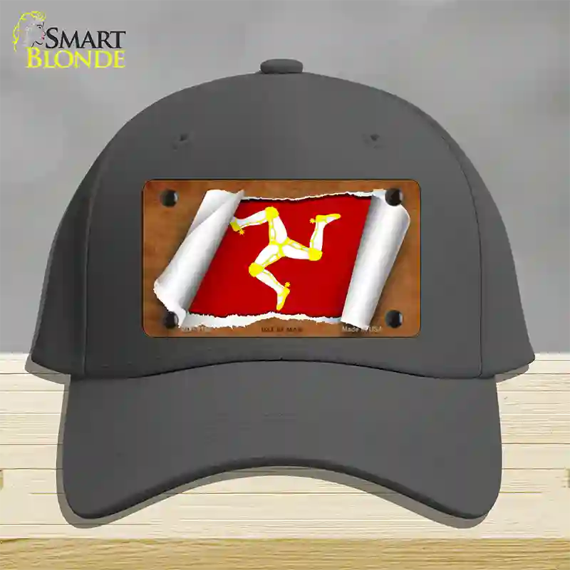 Isle of Man Flag Scroll Novelty License Plate Hat Cotton / Charcoal