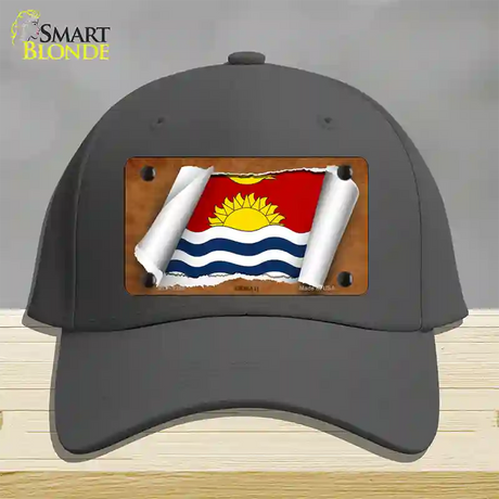 Kiribati Flag Scroll Novelty License Plate Hat Cotton / Charcoal