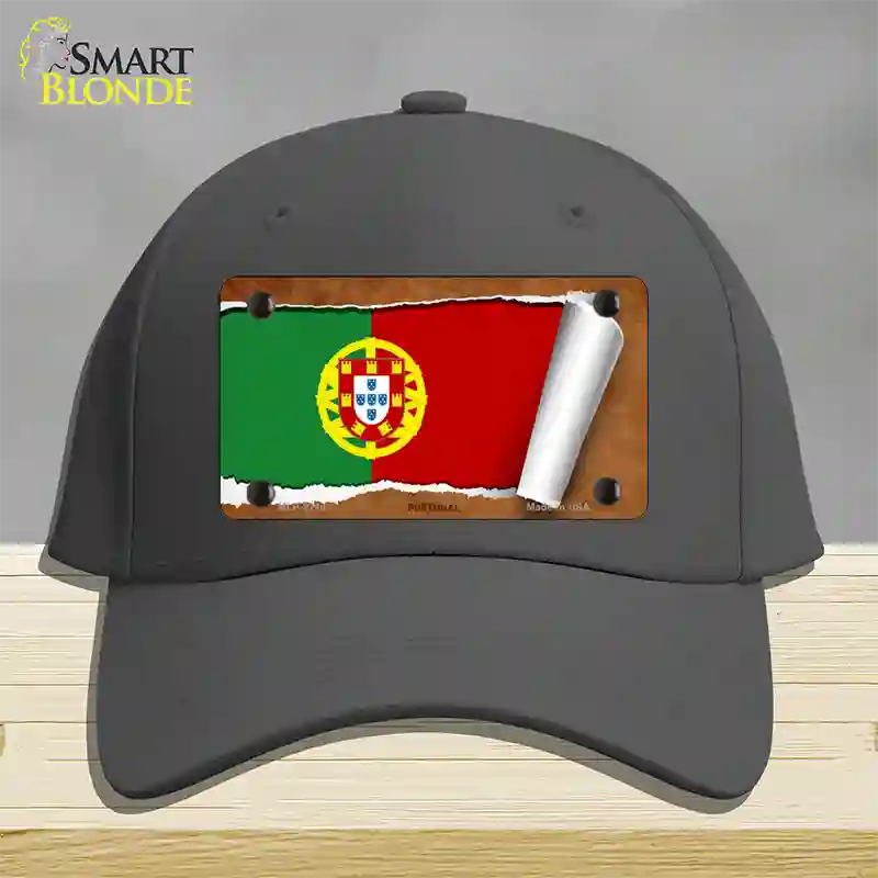 Portugal Flag Scroll Novelty License Plate Hat Cotton / Charcoal