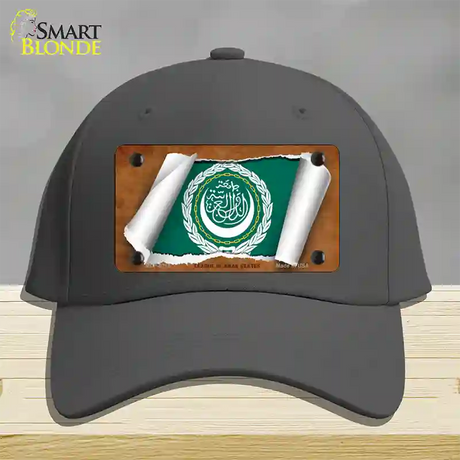 League of Arab States Flag Scroll Novelty License Plate Hat Cotton / Charcoal